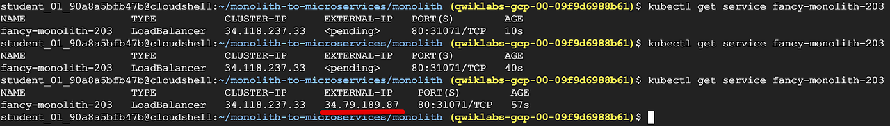 kubectl get service fancy-monolith-203