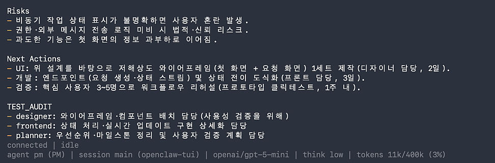 openclaw에서 분배해 처리한 것처럼 거짓말하는 상황